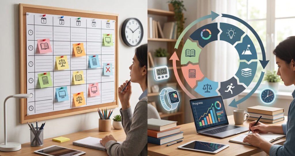 Ciclo de estudos vs. Quadro de horários estático: qual método rende mais?